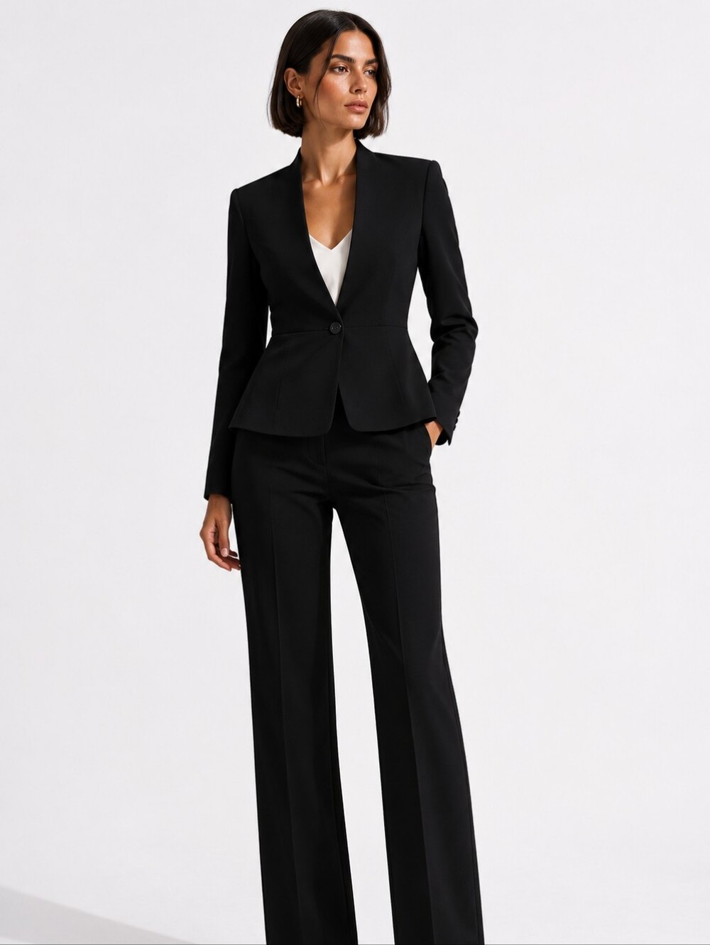 H&M Black Single-Button Peplum Blazer